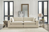 Elyza Linen 2-Piece Sectional With Ottoman - Ella Furniture