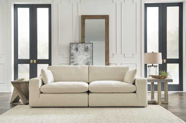 Elyza Linen 2-Piece Sectional With Ottoman - Ella Furniture