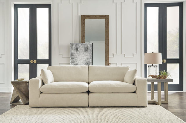 Elyza Linen 2-Piece Sectional With Ottoman - Ella Furniture