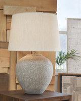 Dreward Distressed Gray 2-Piece Table Lamp Set - Ella Furniture
