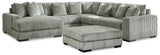 Lindyn Fog 5-Piece Sectional With Ottoman - Ella Furniture