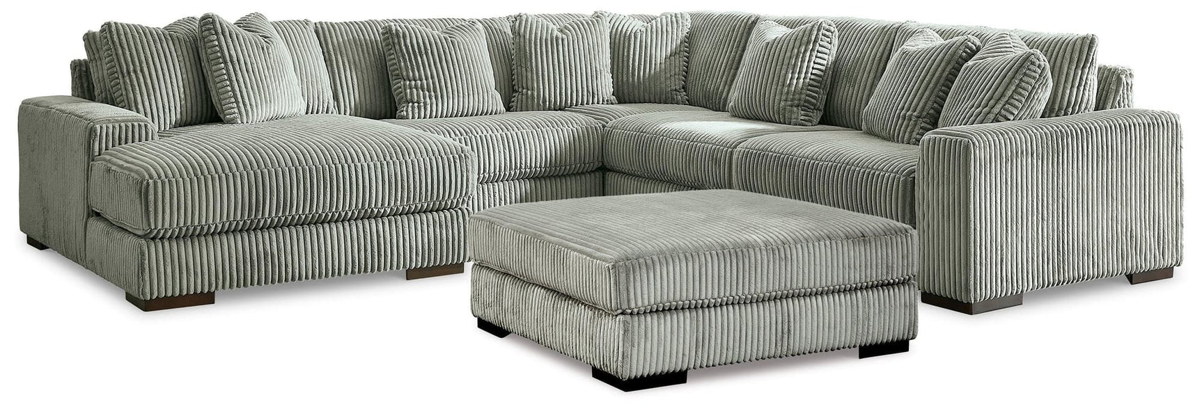 Lindyn Fog 5-Piece Sectional With Ottoman - Ella Furniture