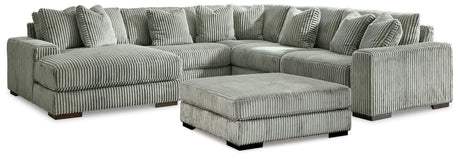 Lindyn Fog 5-Piece Sectional With Ottoman - Ella Furniture