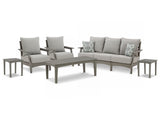 Visola Gray Outdoor Sofa And 2 Lounge Chairs With Coffee Table And 2 End Tables - Ella Furniture