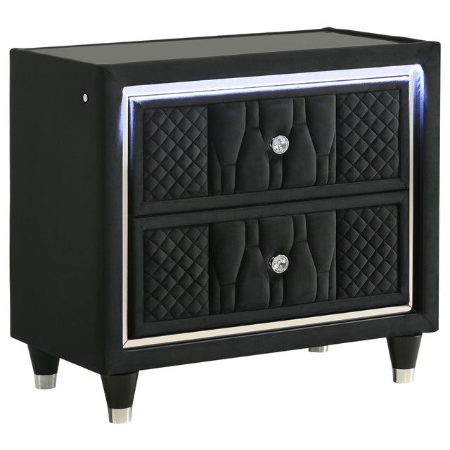 Lorient 2-drawer LED Nightstand with USB Black