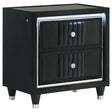 Ravenne 2-drawer Velvet Upholstered LED Nightstand with USB Black