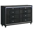 Ravenne 8-drawer Velvet Upholstered LED Dresser Cabinet Black