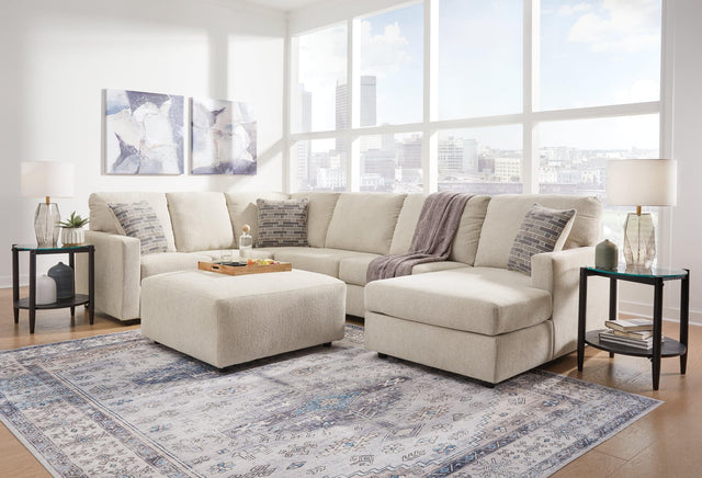 Edenfield Linen 3-Piece Sectional With Ottoman - Ella Furniture