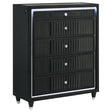 Ravenne 5-drawer Velvet Upholstered LED Chest of Drawers Black
