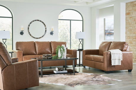 Bolsena Caramel Sofa, Loveseat And Recliner - Ella Furniture