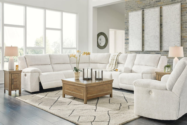 Keensburg Linen 3-Piece Sectional With Recliner - Ella Furniture