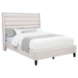Leslie Upholstered Tufted Eastern King Wingback Platform Bed Beige