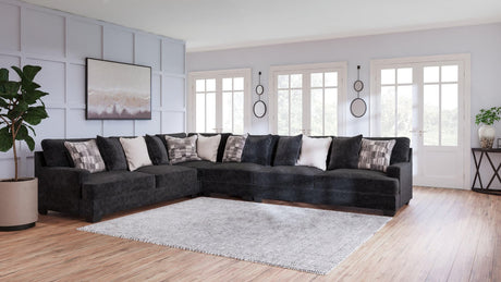 Lavernett Charcoal 4-Piece Sectional With Ottoman - Ella Furniture