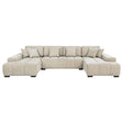 Cannella U-Shaped Double Chaise Upholstered Sectional Sofa Beige