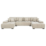 Cannella U-Shaped Double Chaise Upholstered Sectional Sofa Beige