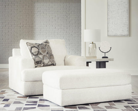Karinne Linen Chair And Ottoman - Ella Furniture
