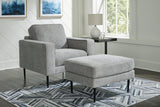 Hazela Charcoal Chair And Ottoman - Ella Furniture