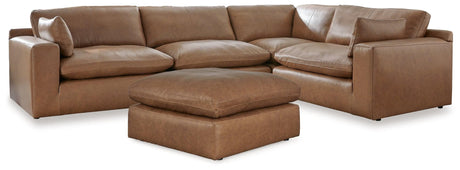 Emilia Caramel 4-Piece Sectional With Ottoman - Ella Furniture