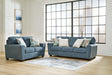 Cashton Blue Sofa And Loveseat - Ella Furniture