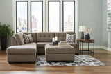 Mahoney Chocolate 2-Piece Sectional With Ottoman - Ella Furniture