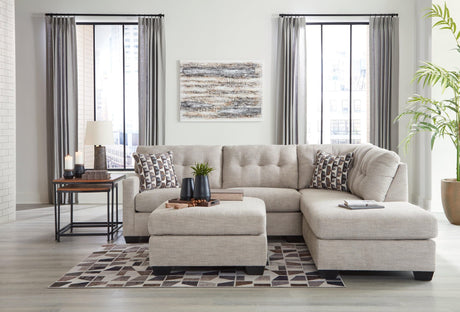 Mahoney Pebble 2-Piece Sectional With Ottoman - Ella Furniture