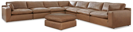 Emilia Caramel 7-Piece Sectional With Ottoman - Ella Furniture
