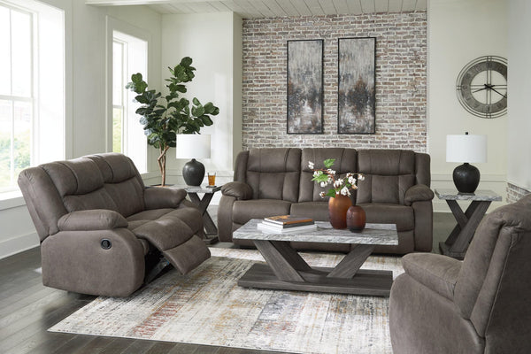 First Gunmetal Base Sofa, Loveseat And Recliner - Ella Furniture