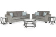 Altari Alloy Sofa And Loveseat With Coffee Table And 2 End Tables - Ella Furniture