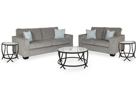 Altari Alloy Sofa And Loveseat With Coffee Table And 2 End Tables - Ella Furniture