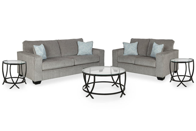 Altari Alloy Sofa And Loveseat With Coffee Table And 2 End Tables - Ella Furniture