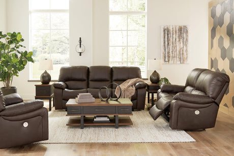 Leesworth Dark Brown Sofa, Loveseat And Recliner - Ella Furniture
