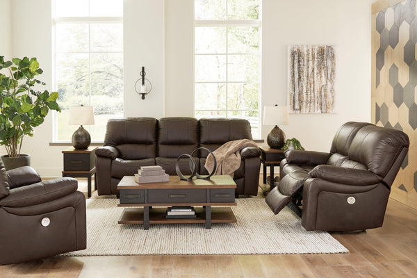Leesworth Dark Brown Sofa, Loveseat And Recliner - Ella Furniture