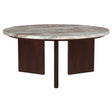 Jenna 35-inch Round Marble Top Cocktail Coffee Table Brown
