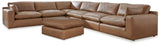 Emilia Caramel 6-Piece Sectional With Ottoman - Ella Furniture
