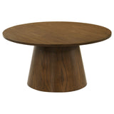 Franklin 36-inch Round Pedestal Coffee Table Dark Brown
