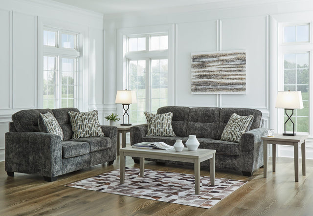 Lonoke Gunmetal Sofa And Loveseat - Ella Furniture