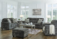 Lonoke Gunmetal Sofa, Loveseat, Chair And Ottoman - Ella Furniture