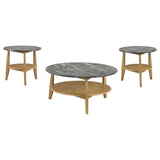 Bradley 3-Piece Round SmartTop Coffee Table Set Grey and Natural