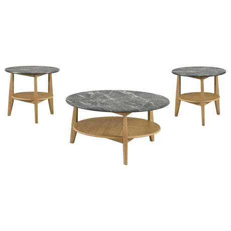 Bradley 3-Piece Round SmartTop Coffee Table Set Grey and Natural