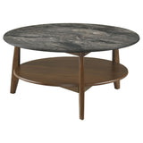 Bradley Round SmartTop Cocktail Coffee Table Smokey Grey and Brown