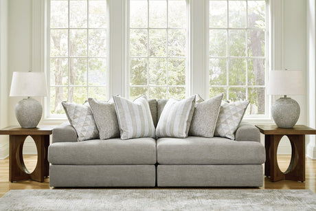 Avaliyah Ash 2-Piece Sectional With Ottoman - Ella Furniture