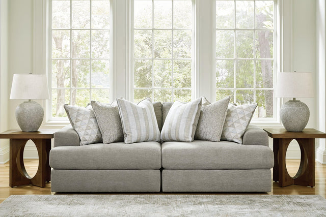 Avaliyah Ash 2-Piece Sectional With Ottoman - Ella Furniture
