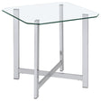 Cronin Square Tempered Glass Top Side End Table Chrome