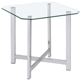 Cronin Square Tempered Glass Top Side End Table Chrome