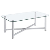Cronin Rectangular Tempered Glass Top Cocktail Coffee Table Chrome