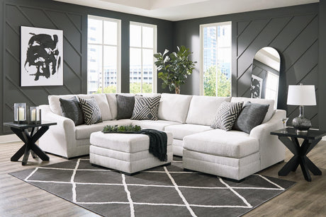 Koralynn Stone 3-Piece Sectional With Ottoman - Ella Furniture