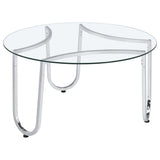 Beller Round Tempered Glass Top Cocktail Coffee Table Chrome