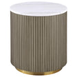 Jason Round White Marble Top Side End Table Greige