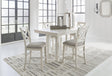 Robbinsdale Antique White Counter Height Dining Table And 4 Barstools - Ella Furniture