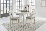 Robbinsdale Antique White Counter Height Dining Table And 4 Barstools - Ella Furniture